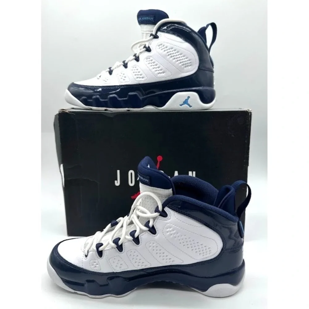 Nike Air Jordan 9 Retro GS White University Blue 302359-145 Size 7Y w/ Box